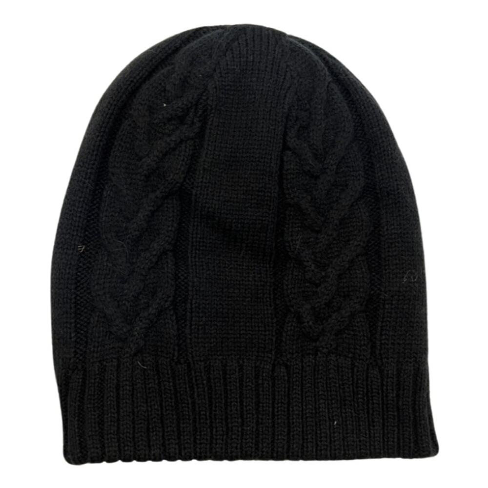 Under Armour Cable Knit Black Beanie Winter Hat Basic Minimalist NEW no Tags - Picture 4 of 4